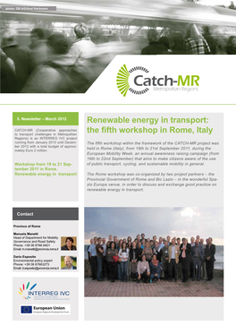 Renewable Energy in Transport: the Fifth Workshop in Rome, Italy