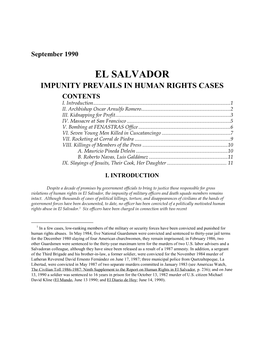 El Salvador Impunity Prevails in Human Rights Cases Contents I