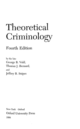 Theoretical Criminology