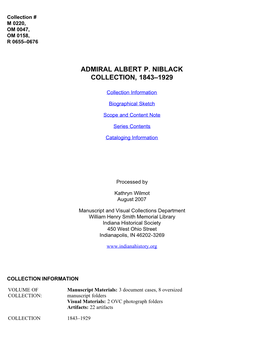 Admiral Albert P. Niblack Collection, 1843-1929