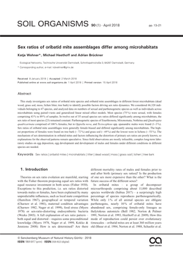 Sex Ratios of Oribatid Mite Assemblages Differ Among Microhabitats