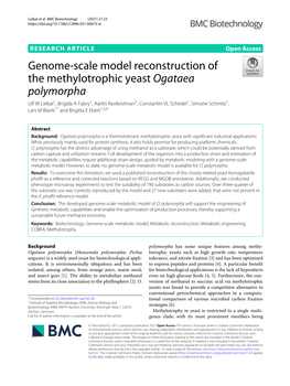 Genome-Scale Model Reconstruction of the Methylotrophic Yeast Ogataea