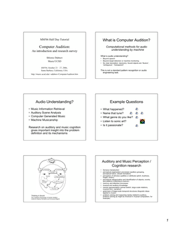 What Is Computer Audition? Audio Understanding? Example Questions