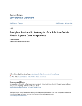 An Analysis of the Role Stare Decisis Plays in Supreme Court Jurisprudence