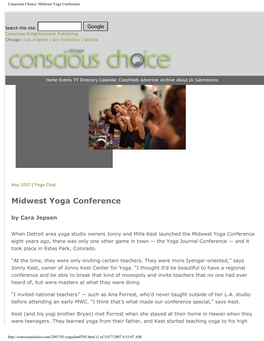 Conscious Choice: Midwest Yoga Conference