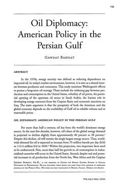 Oil Diplomacy: American Policy in the Persian Gulf