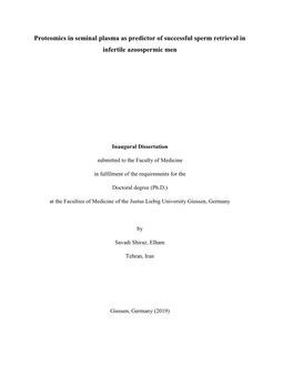 Proteomics in Seminal Plasma As Predictor of Successful Sperm Retrieval in Infertile Azoospermic Men