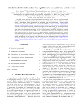 Introduction to the Dicke Model: from Equilibrium to Nonequilibrium, and Vice Versa