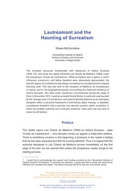 Lautréamont and the Haunting of Surrealism1