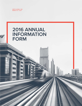 2016 Annual Information Form 2 2016 Annual Information Form