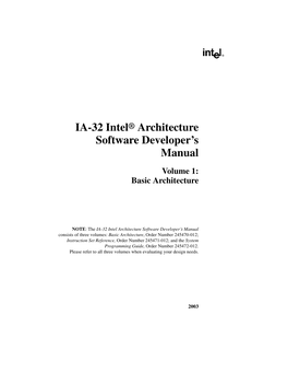 IA-32 Intel® Architecture Software Developer's Manual