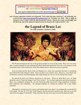 The Legend of Bruce Lee by Leslie Gonzalez / October 5, 2018