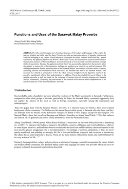 Functions and Uses of the Sarawak Malay Proverbs