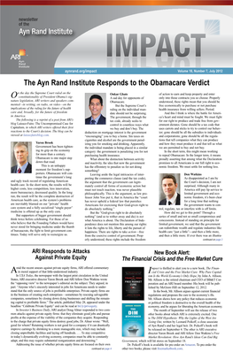 The Ayn Rand Institute Responds to the Obamacare Verdict