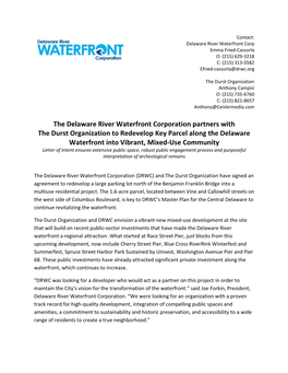 The Delaware River Waterfront Corporation Partners with the Durst