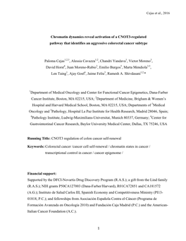 1 Chromatin Dynamics Reveal Activation of a CNOT3-Regulated Pathway That Identifies an Aggressive Colorectal Cancer Subtype