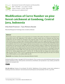 Modification of Curve Number on Pine Forest Catchment at Gombong, Central Java, Indonesia