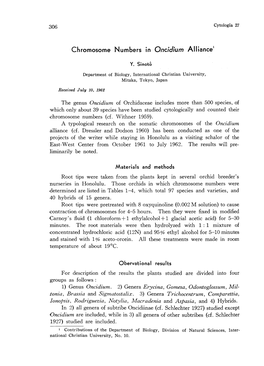 Chromosome Numbers in Oncidium Alliance1