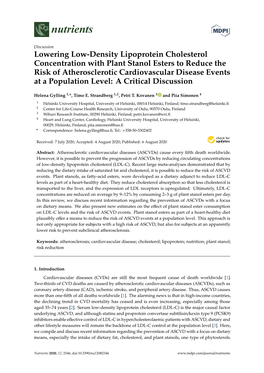 Lowering Low-Density Lipoprotein Cholesterol Concentration With