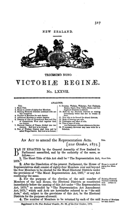 39 Victoriae 1875 No 77 Representation