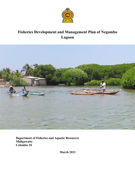 Fisheries Development and Management Plan of Negombo Lagoon