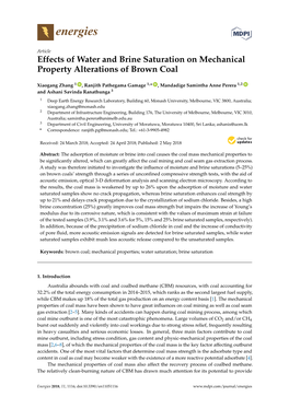 Effects of Water and Brine Saturation on Mechanical Property Alterations of Brown Coal