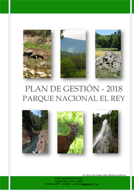 Plan De Gestión - 2018 Parque Nacional El Rey