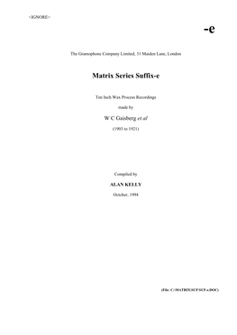 Matrix Series Suffix-E