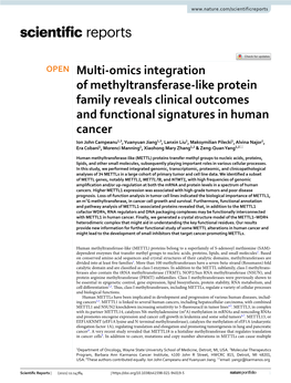 Multi-Omics Integration of Methyltransferase-Like Protein