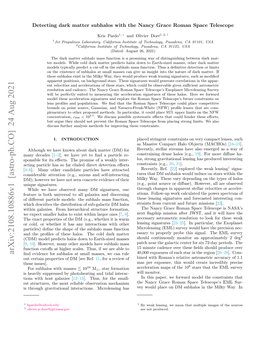 Arxiv:2108.10886V1 [Astro-Ph.CO] 24 Aug 2021 ﬁnd Evidence for Subhalos at Small Masses, We Can Rule 40,000 Exposures of Each Star in the Region [26–28]