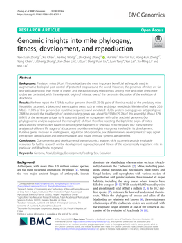 Genomic Insights Into Mite Phylogeny, Fitness, Development, And