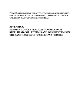 Appendix G- Summary of Central California Coast Steelhead