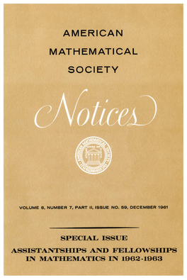 Graduate Degree Programs in Mathematics- 1961 • •