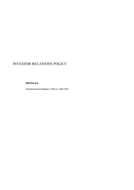 Investor Relations Policy