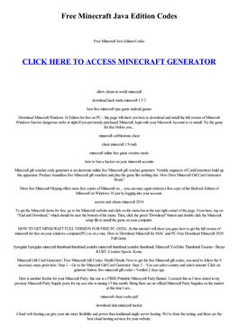 Free Minecraft Java Edition Codes