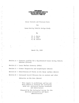 Lunar Terrain and Traverse Data for Lunar Roving Vehicle Design Study