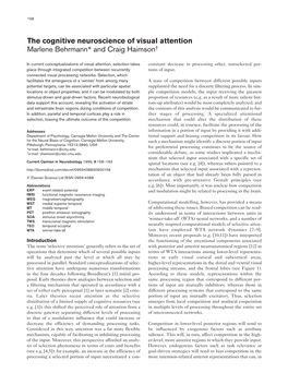 The Cognitive Neuroscience of Visual Attention Marlene Behrmann* and Craig Haimson†