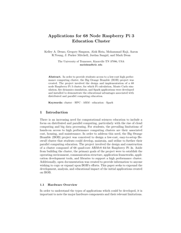 Applications for 68 Node Raspberry Pi 3 Education Cluster