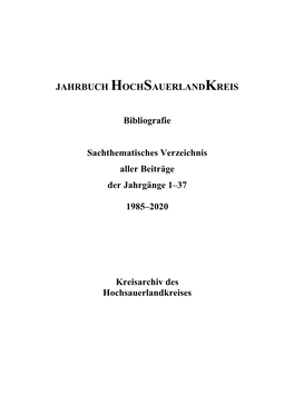 Jahrbuch Hochsauerlandkreis