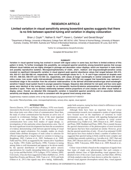 RESEARCH ARTICLE Limited Variation in Visual