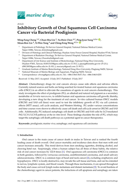 Inhibitory Growth of Oral Squamous Cell Carcinoma Cancer Via Bacterial Prodigiosin
