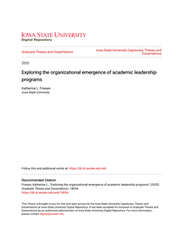 Exploring the Organizational Emergence of Academic Leadership Programs