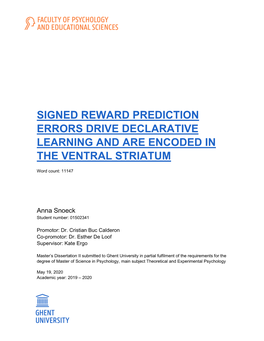 Signed Reward Prediction Errors Drive Declarative Learning and Are Encoded in the Ventral Striatum