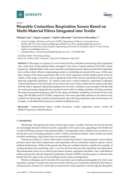 Wearable Contactless Respiration Sensor Based on Multi-Material Fibers Integrated Into Textile