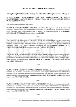 Memorandum of Agreement-Ptfcf