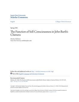 The Function of Self-Consciousness in John Barth's Chimera