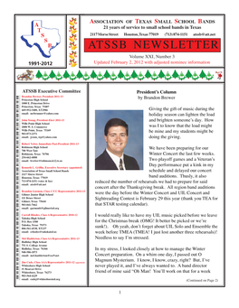 ATSSB NEWSLETTER Volume XXI, Number 3 1991-2012 Updated February 2, 2012 with Adjusted Nominee Information