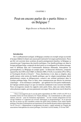 Peut-On Encore Parler De « Partis Frères » En Belgique ?