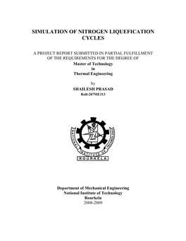 Simulation of Nitrogen Liquefication Cycles