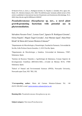 Pseudoalteromonas Rhizosphaerae Sp. Nov., a Novel Plant Growth-Promoting Bacterium with Potential Use in Phytoremediation